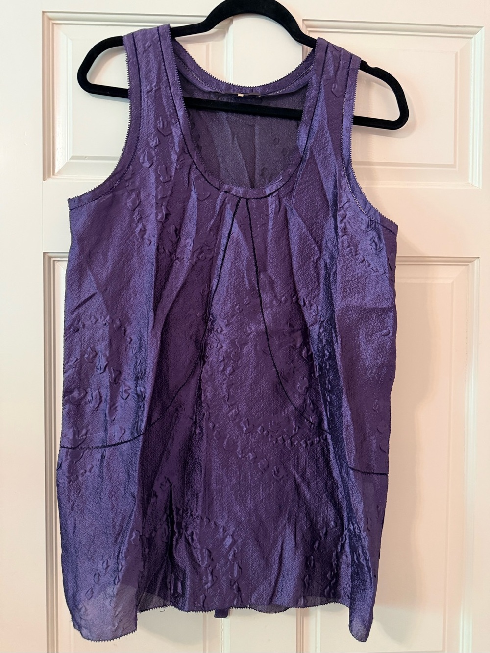 Vera Wang Lavender-Purple Scoop Neck Textured Tank